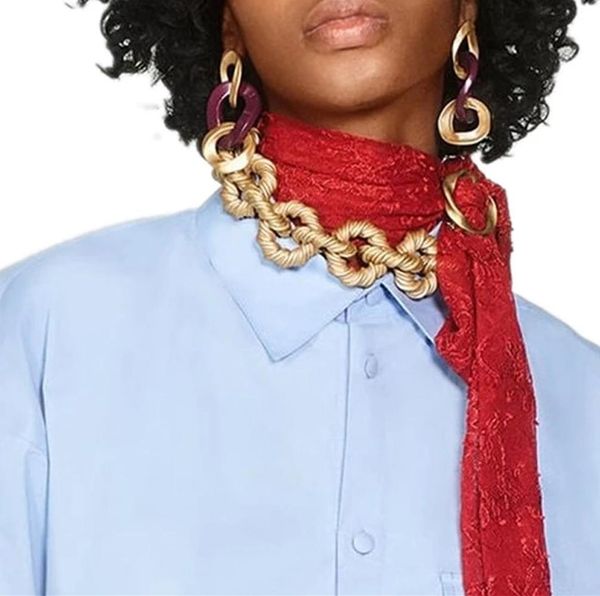 Halsketten Vintage Gold Farbe Punk Statement Choker Halskette für Frauen Übertriebene Dicke Kette Twist Blume Hip Hop Damen Marke Jewelr