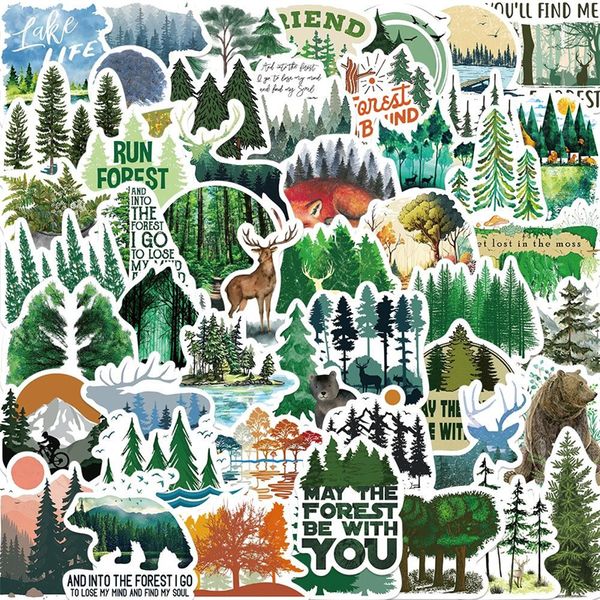 50Pcs Green Forest Sticker Foresta pluviale tropicale Alberi Bestia Graffiti Giocattolo per bambini Skateboard auto Moto Bicicletta Decalcomanie all'ingrosso