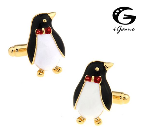 Gemelli Pinguino iGame Regalo di Design Animale Novità Colore Oro per Camerieri Spedizione Gratuita