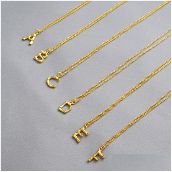 Colares pendentes de cobre genuíno 26 letras gargantilhas AZ Colar de letra em inglês cor de ouro 1cm 1,5cm Jóias de jóias Boa escolha Dhzp9