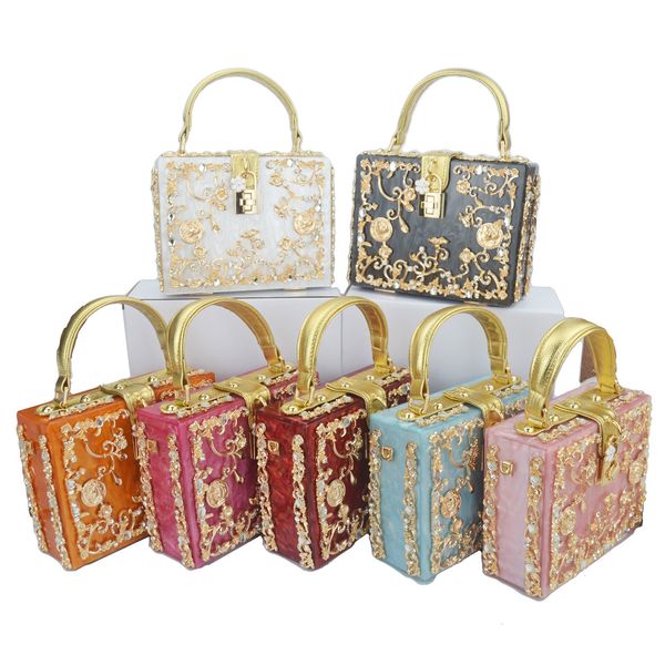 Borse da sera Fiori di cristallo neri Pochette di velluto Borsa da festa Borsa a tracolla da donna Borsa a mano con lucchetto con diamanti di lusso Pochette 230519