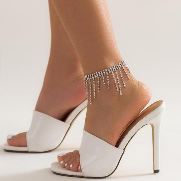 Tornozeleiras criativas multicamadas de shining shining shingone calcanhar sapato de sapato de tornozelo jóia de jóias de praia para feminino de tornoziga de garotas