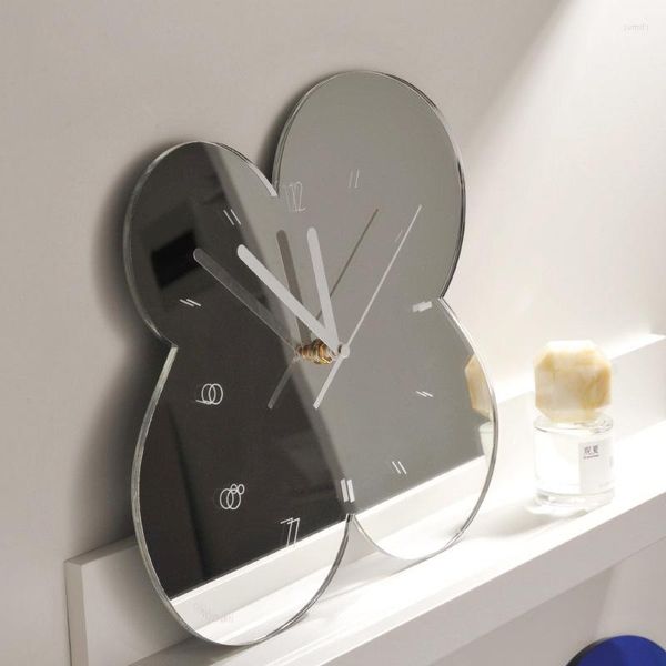 Orologi da parete Orologio da specchio in acrilico a forma di fiore creativo 3D Tavolo moderno Decorazione della casa Soggiorno