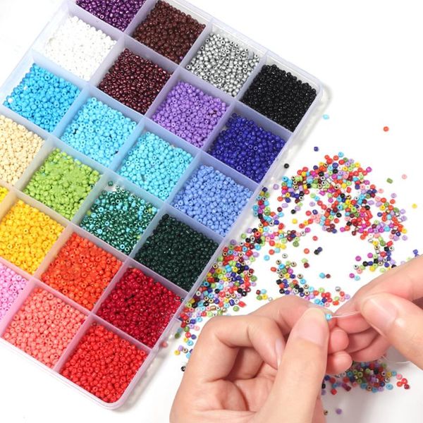 Di cristallo 4800pcs Kit per la creazione di gioielli Set di perline di vetro ceco Set di perline Cavo per orecchini fai da te Collana braccialetto Creazione di gioielli