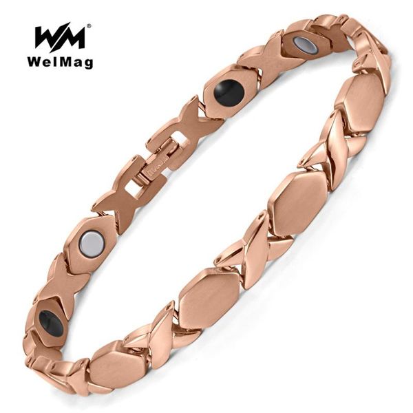 Pulseira WelMag Moda Saúde Magnética Pulseira de Titânio Esporte Masculino Bangles Energia Bio Magnético Íon Negativo Germânio Pulseira Jóias