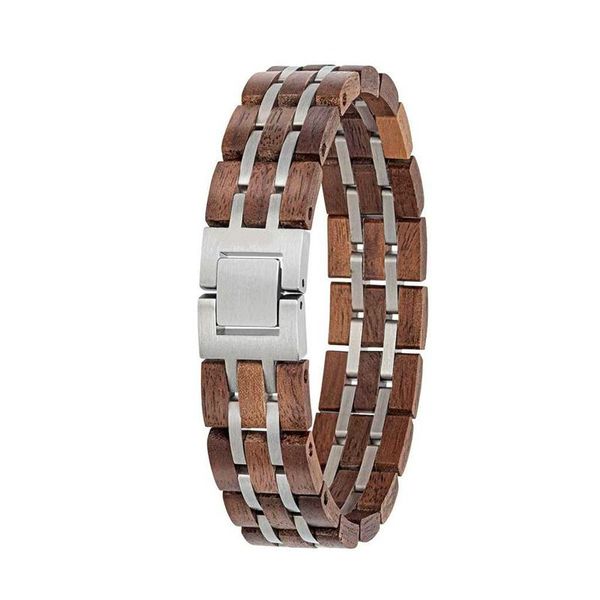 Braccialetti Incisione Nome Bracciale in legno Homme Bracciale in legno da uomo Regalo di anniversario per lui Gioielli personalizzati Fascia in acciaio inossidabile pulsara hombre