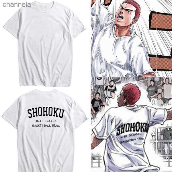 Camisetas masculinas novas shohoku sakuragi hanamichi camiseta homens homens cosplay kaede rukawa hisahi mitsui camiseta algodão camisetas de manga curta