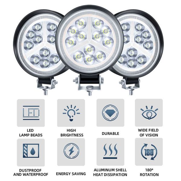 1 Paar Aluminium-Auto-LED-Arbeitsscheinwerfer für Autos, LKWs, Traktoren, Geländewagen, Off-Road-Fahren, Nebelscheinwerfer, 3030 LED-Scheinwerfer, 12 SMD-Scheinwerfer