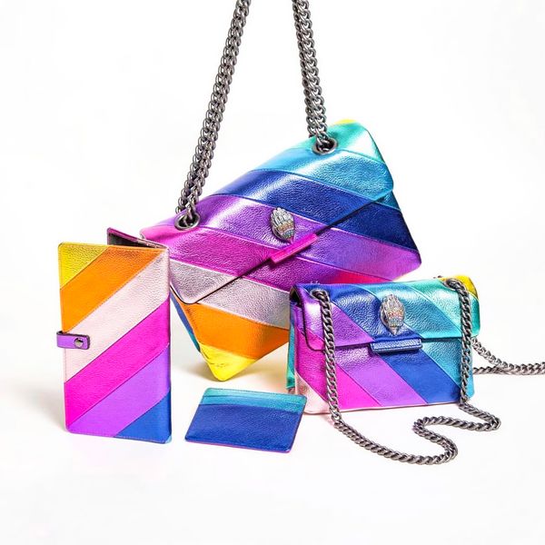 Mini Kurt Geiger Handtasche Regenbogenstreifen Tasche Luxus Leder Geldbörse Designer Damen Herren Umhängetasche Clutch Tote Umhängetasche Pochette Sling Geldbörse Kette Messenger Bags