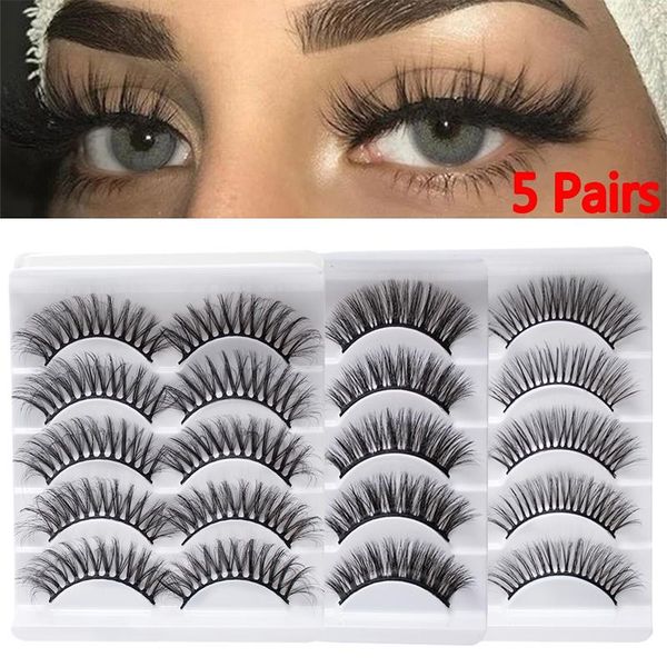 Cílios falsos pares/set 3d Faux Mink Sylehash Wispy Fluffy Lashes Longos Naturais Armados Handmados