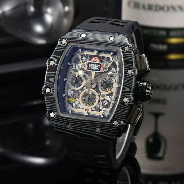 2023 New Watch Men's Leisure Diamond Watches Gold Steel Case Silicone Quartz Watch Strap Male Relogio Masculino RI15