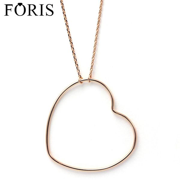 Halsketten FORIS Modeschmuck Hohe Qualität Rose Gold Gold Farbe Große Liebe Herz Halskette Für Frauen Beste Weihnachtsgeschenk PN034