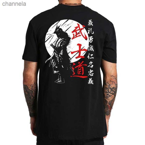 T-shirt da uomo Giappone Samurai Spirit T-shirt Stile giapponese Stampa posteriore Taglia UE 100% cotone Top T-shirt Bushido Regali maschili Tee