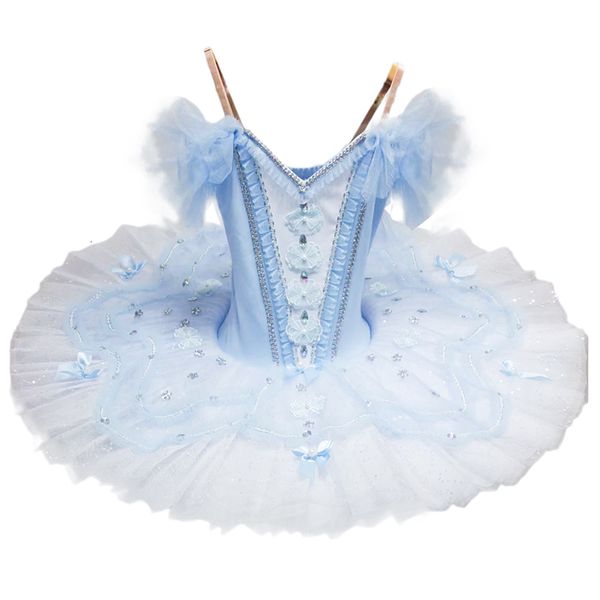 Dancewear Blauer Schwanensee-Ballett-Tutu-Rock, professionelles Bauchtanzkostüm, blaue Samtoberteile, Mädchen-Ballerina-Kleid für Kinder und Erwachsene, 230520