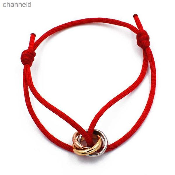 Bracelets de charme aço inoxidável Trindade anel de corda Charme Pulseira Três anéis Cuzes de alça de mão Bracelets para homens jóias de designer de moda famosa 43 L230518