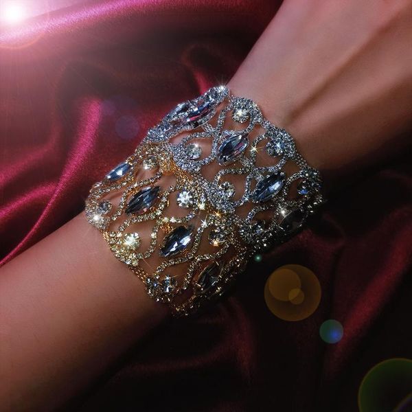 Braccialetti di collegamento catena Stonefans grosso braccialetto di strass per le donne ciondoli nuziali gioielli all'ingrosso lucidi della spiaggia del braccialetto della Boemia