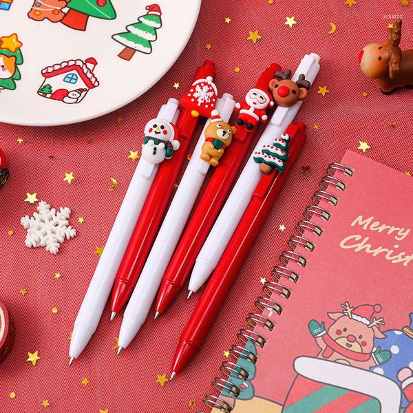 6pcs sevimli chritmas ağacı kardan adam Santa Elk Gel Pens Mürekkep Siyah kısmen kalem öğrenci Yazma İmza Hediyesi Kawaii Kırtasiye