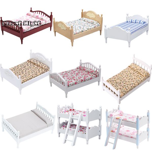 Acessórios para bonecas 1 12 Dollouse Mini Single Bed Bed Bedroom Móveis Toy Presente Sala de estar Modelo