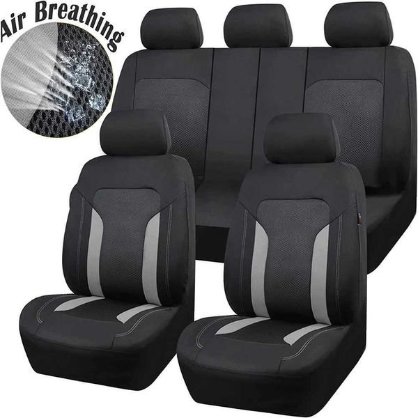 Cushions Auto mais tampas universais de malha cinza com 3 zíper para o banco traseiro Split Airbag Compatível para a maioria dos carros SUV Van AA230520