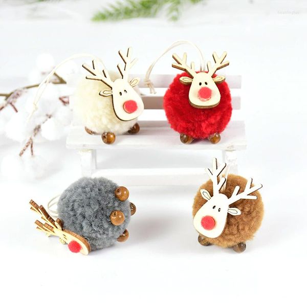 Decorazioni natalizie 2 pezzi carino feltro in legno alce albero appeso ciondolo cervo ornamento artigianale per l'anno domestico