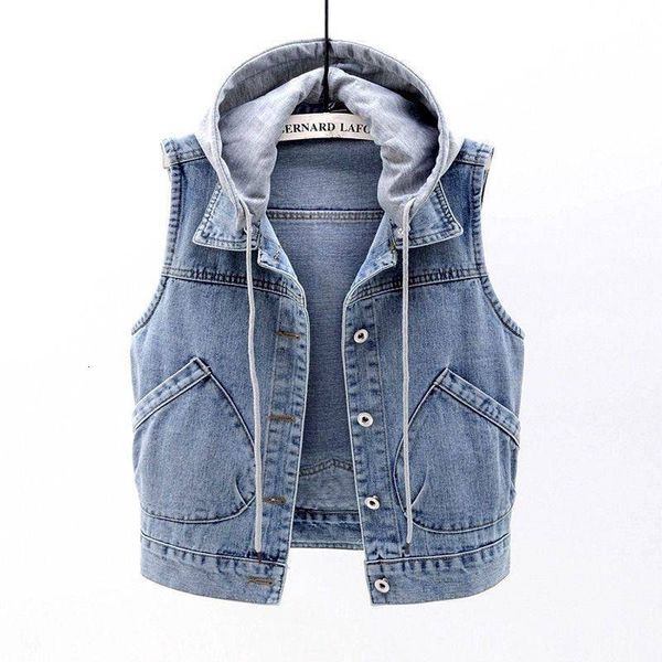 Rain Gear Primavera Autunno Studentessa Wild Denim Vest Donna Kids Girls Summer Felpe con cappuccio allentate Gilet Giacca corta Jeans Coat 230520