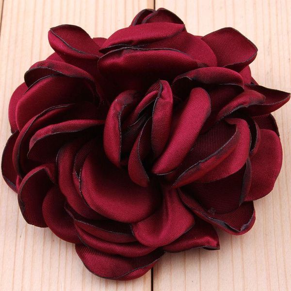 Fiori decorativi Ghirlande Taglia pezzo 8 cm Fiore in tessuto Morbido bordo arrosto Seta fatta a mano Ragazza fai da te Copricapo Cintura per capelli in tessuto AccessoriD