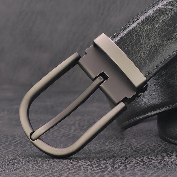 Cinture Cintura di design con fibbia ad ardiglione grigia di alta qualità Cintura da uomo in denim di moda verde Scintos Masculinos