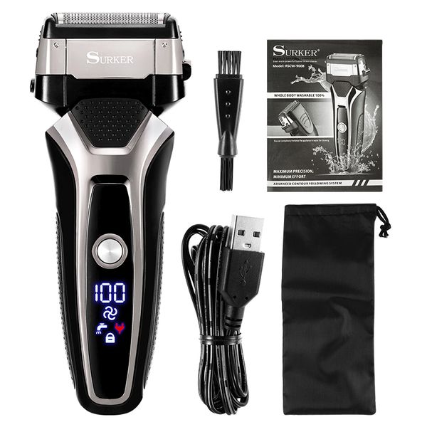 Elektrische Rasierer USB Aufladbare Rasierer Edelstahl Rasieren Maschine Männer 3D Triple Schwimmende Klinge Rasierer Barber Trimmer 230520