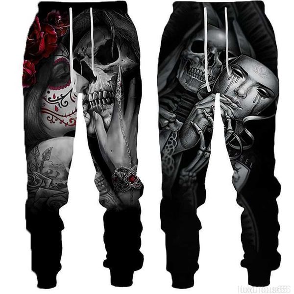 Männer Hosen Punk Stil Schädel Gedruckt Casual Hosen Sportwear Jogger Lange Hosen männer Outdoor Jogginghose Mode 2023 Neue männer Hosen