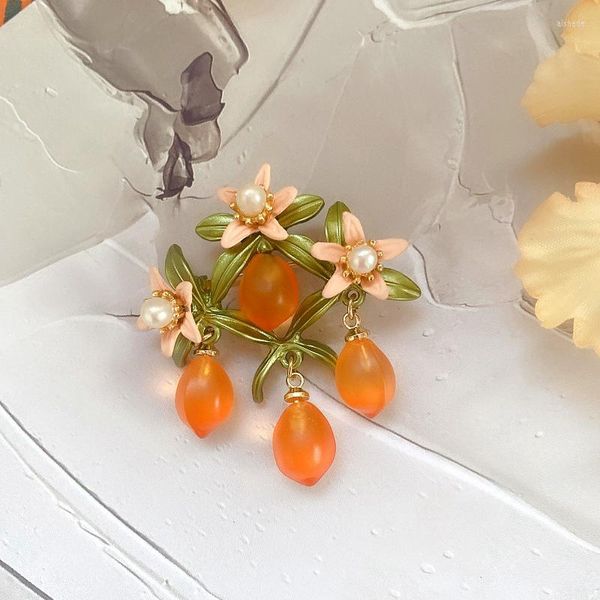 Broches berry madure - literatura e arte retro simples jardim florestal planta de vidro laranja de água doce broche pino feminino fêmea feminina