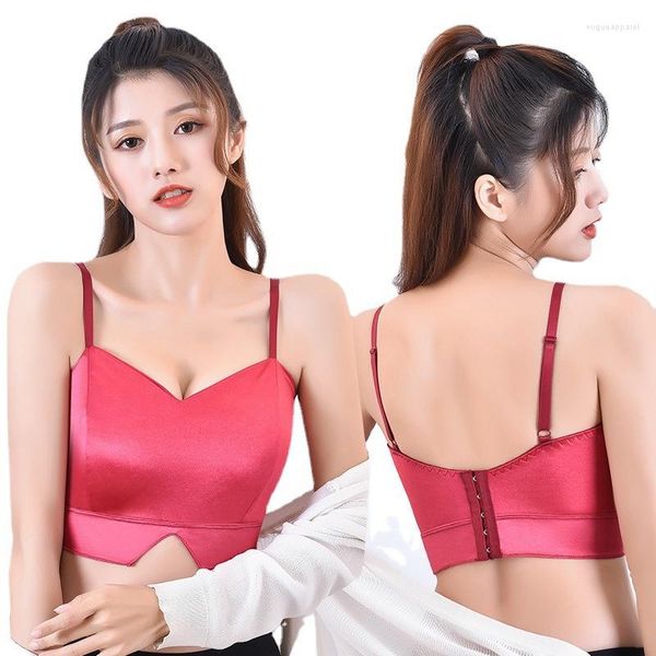 Damen Tanks Sexy Crop Top Frauen Bralette Satin Seide Tank Tops Damen Camis Brust mit Pad Spaghetti Strap abgeschnitten weibliches T-Shirt Strand