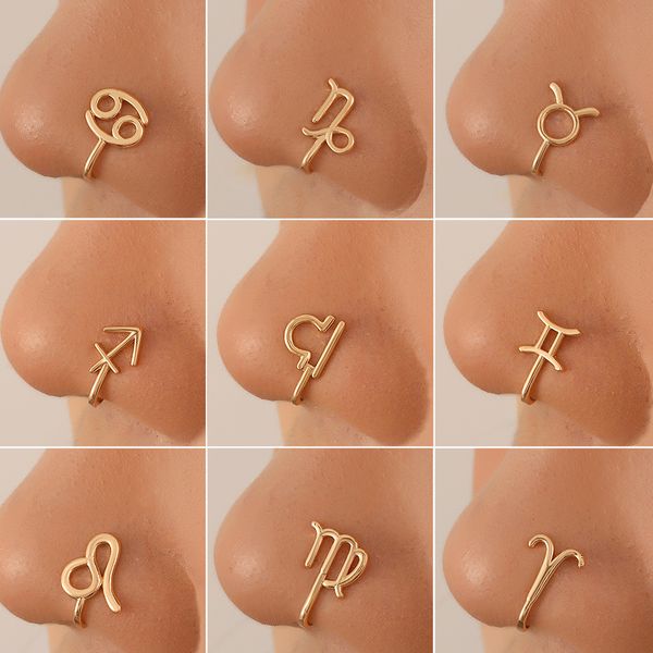 Clipes de nariz anéis de pregos aros para mulheres não perfurantes judeus judeus símbolo u forma a cor de ouro de cobre por atacado 2023 Novo
