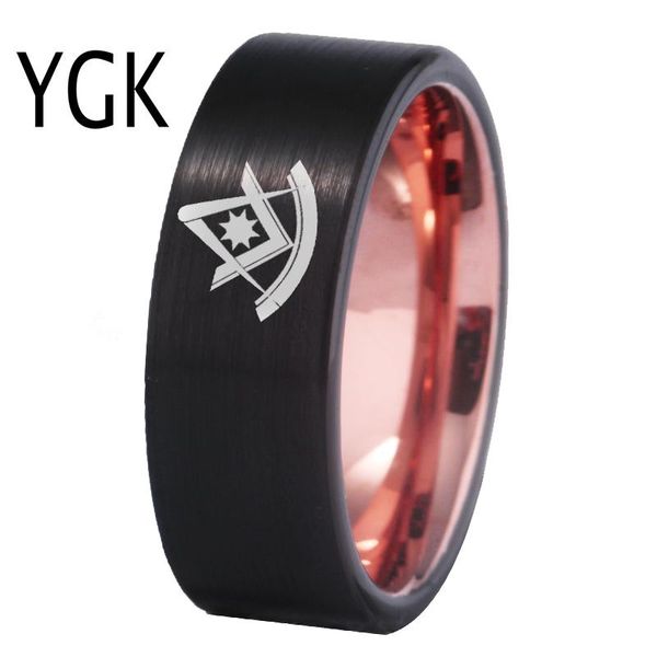 Rings YGK Jewelry Freemason Past Master Mason Ring Masonic Tungsten Rings for Men's Bridegroom Wedding Engagement Anniversary Ring