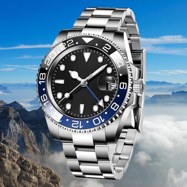 Мужские механические часы 2813 Движение Смотрение сапфировое стекло синий циферблат бренд Super Luminous Men Watch Nate Steel 50 м.