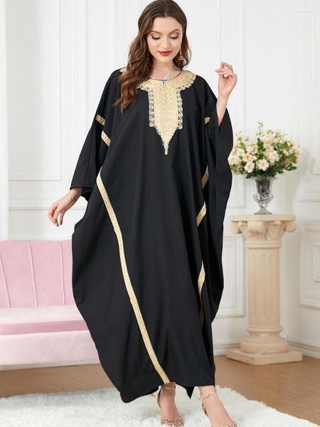 Roupas étnicas Vestido de festa do Marrocos Mulheres Muçulmanas ABAYA Oração Caftan Batwing Manga Robe listrado Índia Abayas Dubai Turquia Longue Vestido