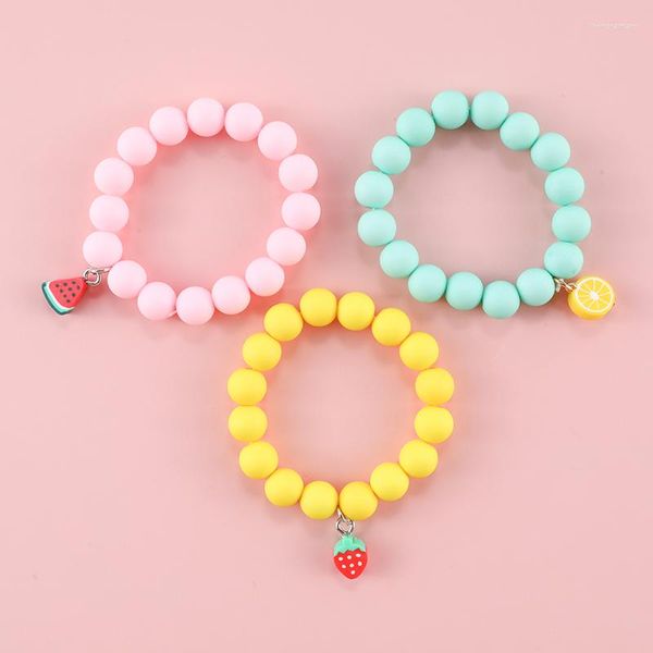 Braccialetti con ciondoli Set di braccialetti per bambini Makersland Semplice e carino Frutta Pezzi di argilla polimerica Perline smerigliate