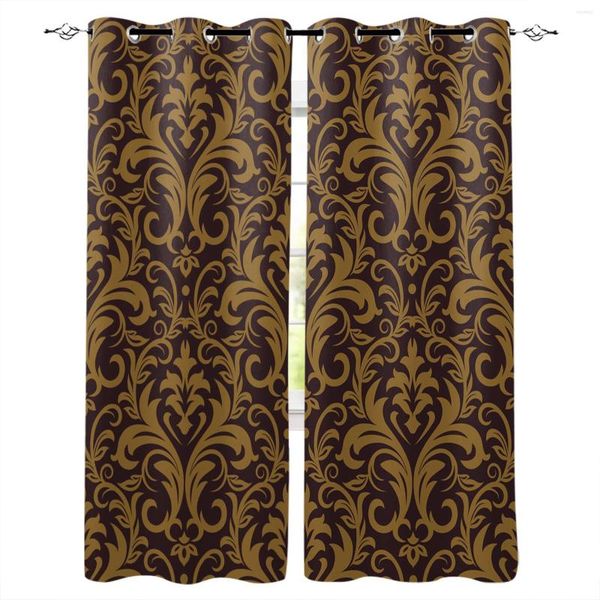 Curtain Brown Brown Retro Curtains para quarto da sala de estar Europeu de luxo