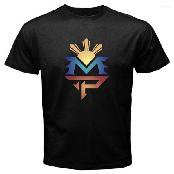 Мужские рубашки T Manny Pacquiao Classic Logo Pac Man Pinoy's Men's Black Fortry 2023 Прибытие Summer Fashion Короткие рукава