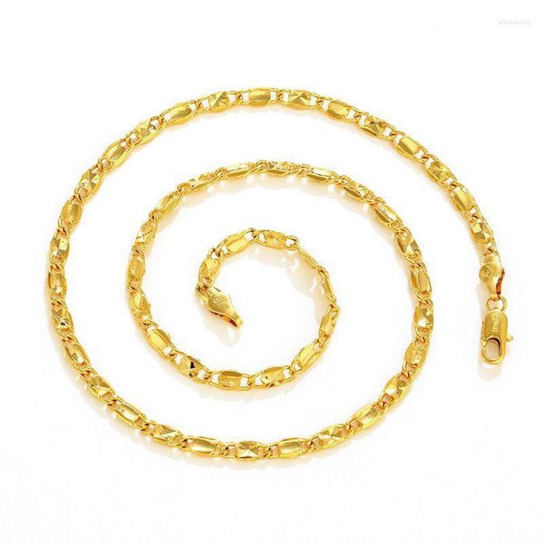 Catene XP Jewelry --( 45 Cm 4 Mm) Collane a catena quadrate color oro puro per uomo Donna Moda senza nichel