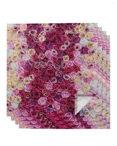 Tovagliolo da tavola San Valentino Rose Wall per la festa nuziale Tovaglietta stampata Strofinacci Cucina Sala da pranzo