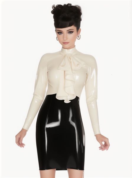 Zweiteiliges Damenkleid aus Latex für Clubwear und Fetischrock HighElasticity Sensation Transparent 230520