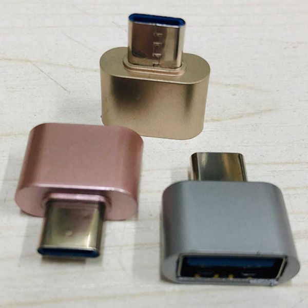 Adattatore OTG di tipo C Adattatore per telefono cellulare da tipo C a USB. Unità USB di connessione galvanica in metallo con colla blu 3.0