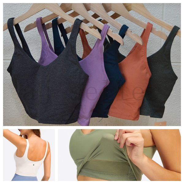 Lu Align Lemon Mulheres Yoga Regatas Tecido Macio À Prova de Choque Sutiã Esportivo Camisas Fiess Colete Top Sexy Roupa Interior Cor Sólida Roupas de Ginástica com Rem