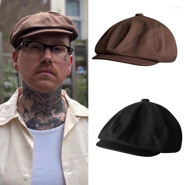 Berets Vintage Baumwolle Herren Classic Sboy Gatsby Hut Kaffee Schwarz Farbe Achteckige Baskenmütze Unisex Jagdkappe Freund Geschenke