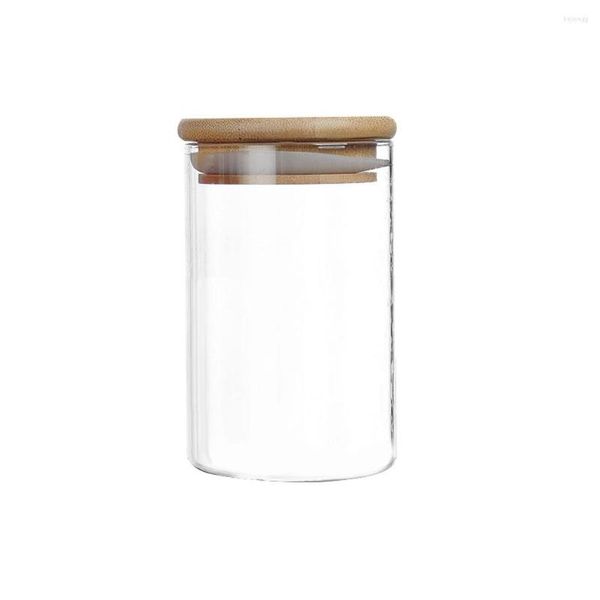 Пакет бутылок для хранения 3 стеклянных банок запечатанные конфеты кухня для чайного пакета кофейная фасоль контейнер с бамбуковой крышкой