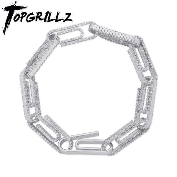 Браслет TOPGRILLZ 10 мм скрепка для бумаг Iced Out браслет с кубическим цирконием золото посеребренное индивидуальное хип-хоп рок ювелирные изделия для мужчин женщин