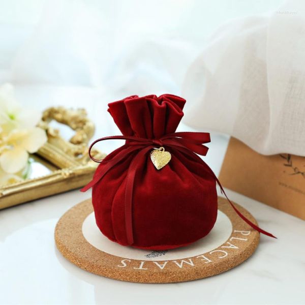 Embrulho de presente 10pcs/lote sacos de veludo pano de pano de pano de bolsa de doces Sovenier casamento doce para o hóspede devolução