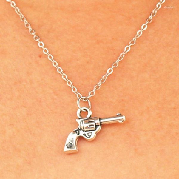 Correntes Minimalista Punk Shell Paz Skeleton Sklel Skull Gun Colar Chain Clavícula Pingente de Clavícula Pingente para mulheres Presente de Declaração de Jóias