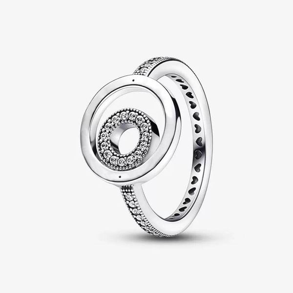 Autentici anelli in argento sterling per Pandora Signature Circles Pave Ring gioielli firmati per le donne Regalo per sorelle Anello cuore scintillante con cofanetto originale