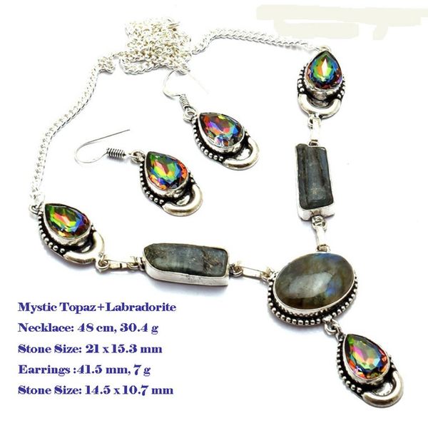 Colares Genuine Rose Quartz Labradorite Turquesa Moonstone Azul Topázio Citrino Ágata Âmbar Jasper Colar + Brincos Silvers Cobre